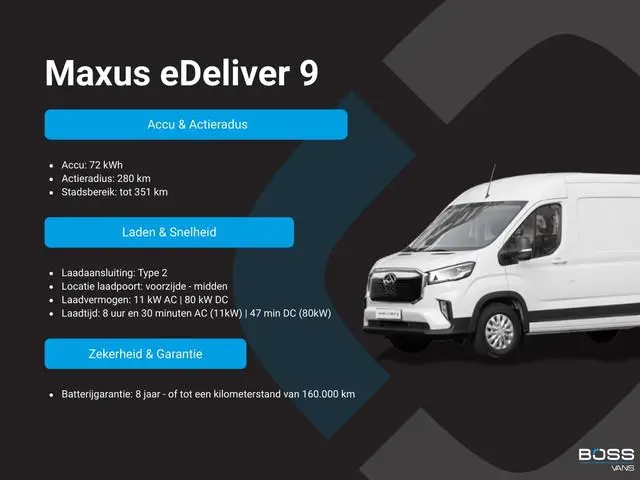 Maxus eDeliver 9 77kWh 204PK Nieuw model! Dubbele Cabine 7 Stoelen 300km WLTP L3H2 Adaptieve Cruise...