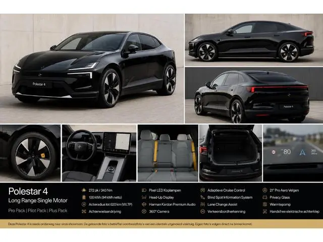 Polestar 4 Long Range Single motor 100 kWh Plus/Pro/Pilot PANORAMADAK + MIST TAILORED KNIT + WARMTEP...