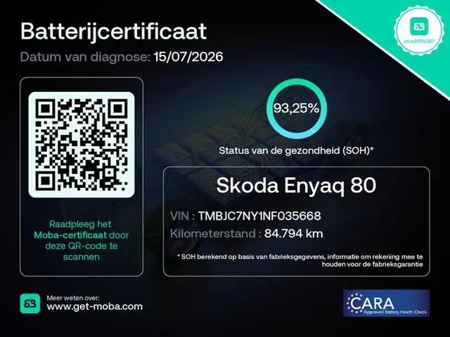 Skoda Enyaq iV 80 SOH 93 % Electrisch verstelbare Bestuurder stoel Warmtepomp Navigatie Apple Carpla...